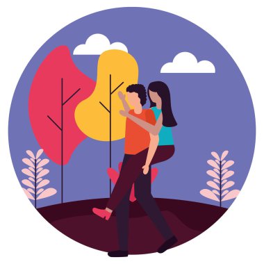 Çift Romantik aşk düz tasarım