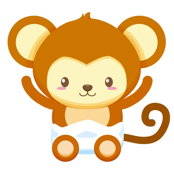 Simpatico personaggio scimmietta bambino — Vettoriale Stock