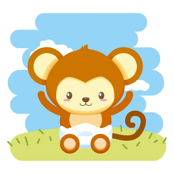 Cute Little Monkey charakter dziecka — Wektor stockowy