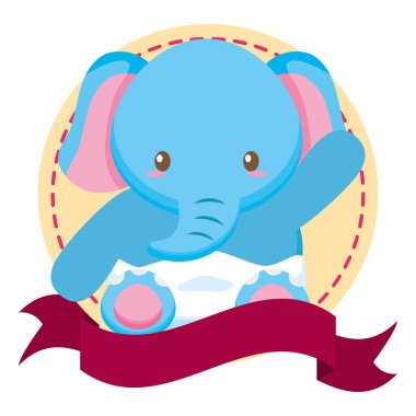 kurdele ile çerçeve içinde sevimli küçük fil bebek