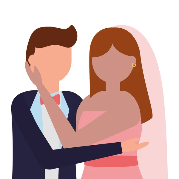 Plat ontwerp bruiloft mensen bruidegom en bruid — Stockvector