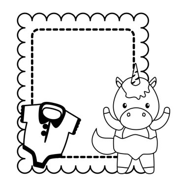 kartta giysi ile sevimli küçük Unicorn bebek