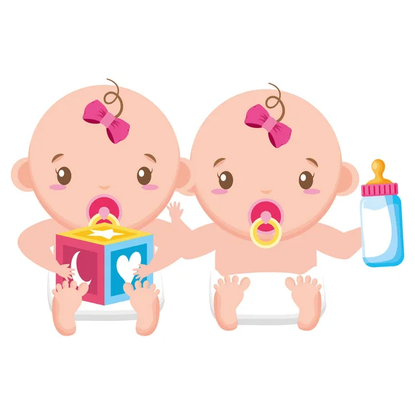 Baby's jongen en meisje baby shower — Stockvector