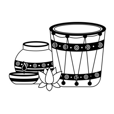 Hint seramik pot halk ile davul ve Lotus çiçek