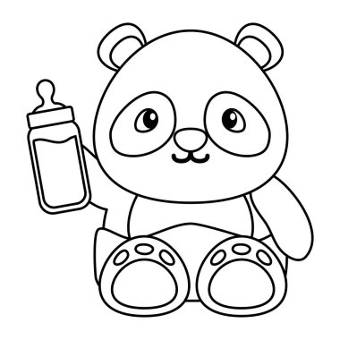 şişe süt ile sevimli küçük ayı Panda