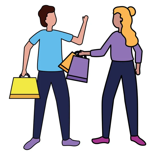 Hombre y mujer con bolsas de compras — Archivo Imágenes Vectoriales