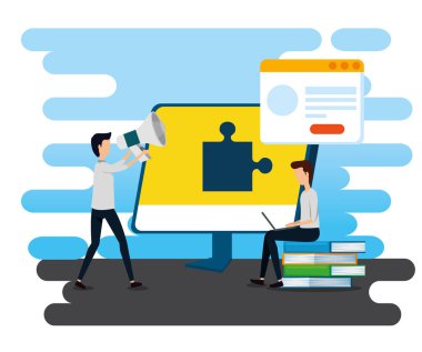 bilgisayar ve Web sitesi belgesi ile profesyonel iş adamları