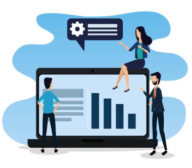 iş kadını takım çalışması ile dizüstü bilgisayar teknolojisi ve İşadamları