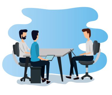 Büro ile profesyonel iş adamları ekip çalışması ve sandalyede oturan