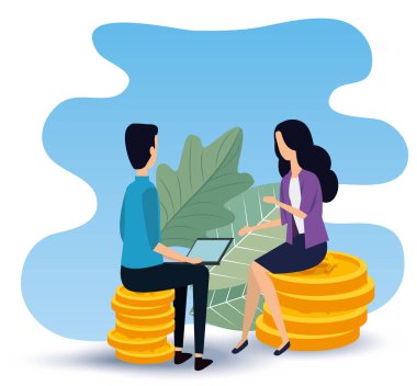 sandalyede oturan iş kadını ve işadamı takım çalışması