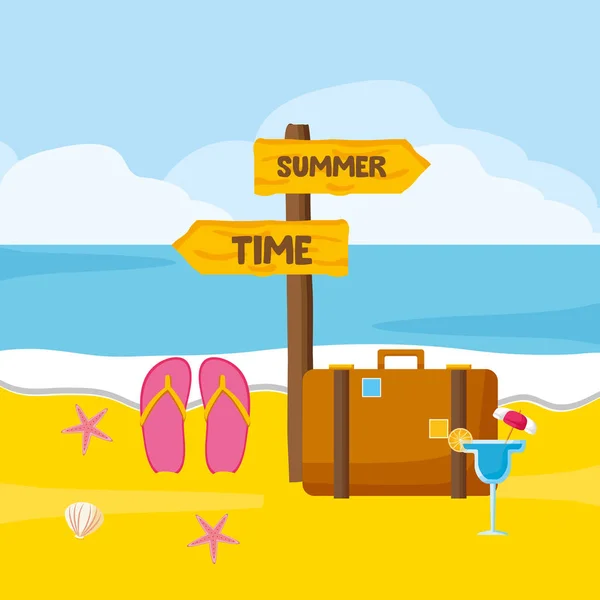 Summer time holiday beach — Stock Vector