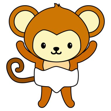 sevimli küçük maymun bebek karakter