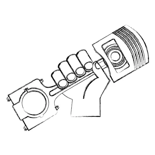 Рука с иконкой поршневого двигателя — стоковый вектор