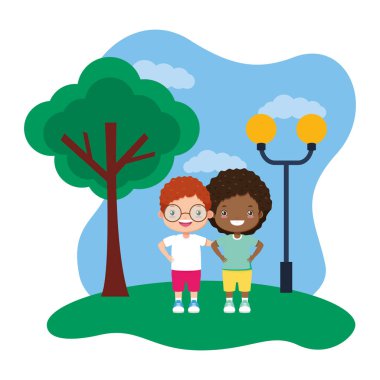 parkta mutlu erkek ve kız