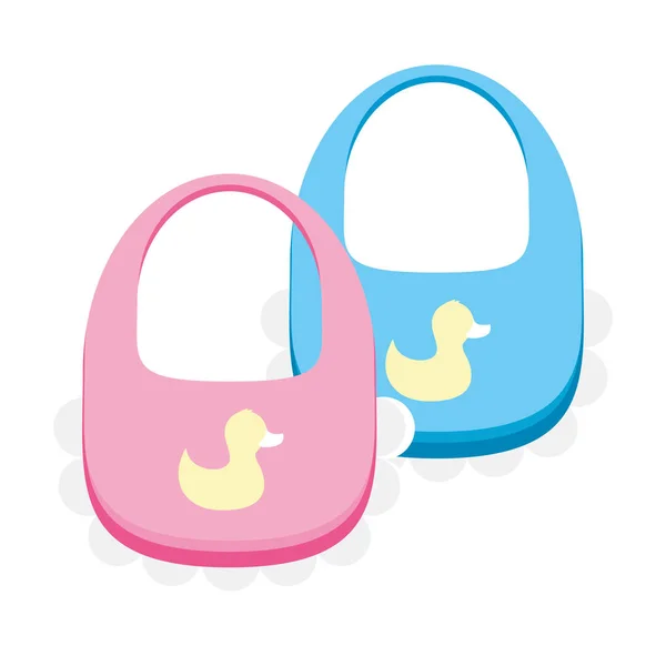 Baby bibs on white background — Stock Vector