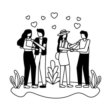 Çift Romantik aşk düz tasarım