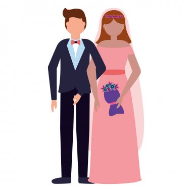 düz tasarım düğün insanlar damat ve gelin