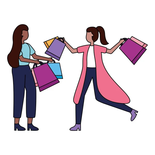 Two women holding shopping bags — Stock Vector