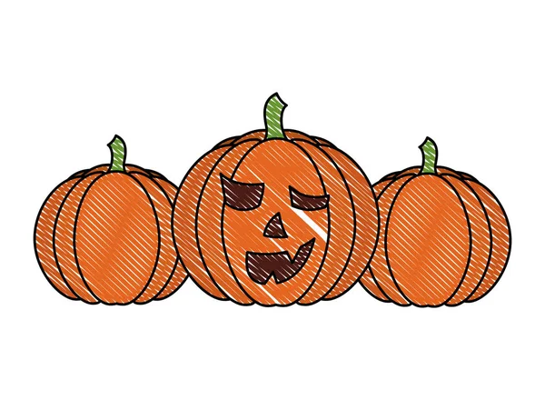 Halloween trois citrouille décoration effrayante — Image vectorielle