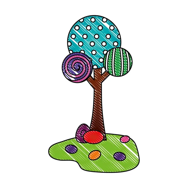 Γλειφιτζούρι δέντρο γλυκό καραμέλα σκηνή — Διανυσματικό Αρχείο