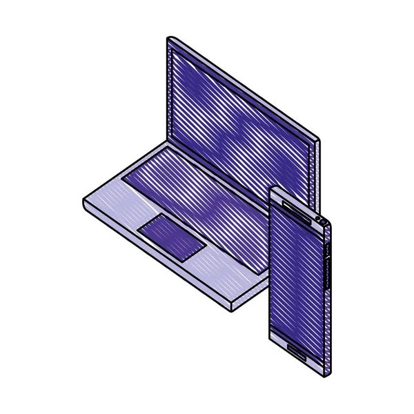 Ordinateur portable et smartphone appareils numériques — Image vectorielle