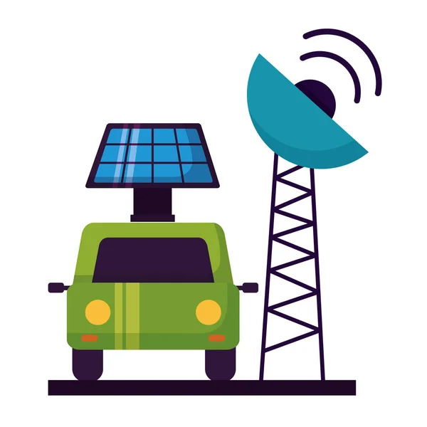 Panneau solaire d'antenne de transport de voiture — Image vectorielle