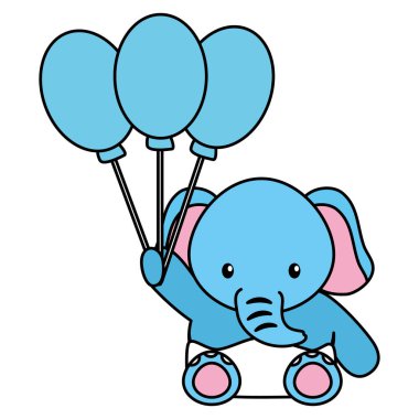 balonlar helyum ile sevimli küçük fil bebek