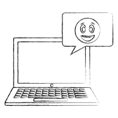 dizüstü bilgisayar emoji konuşma kabarcık sohbet el çizim