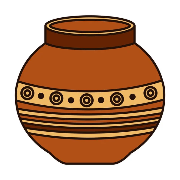 Indian ceramic pot folk icon — Stock Vector