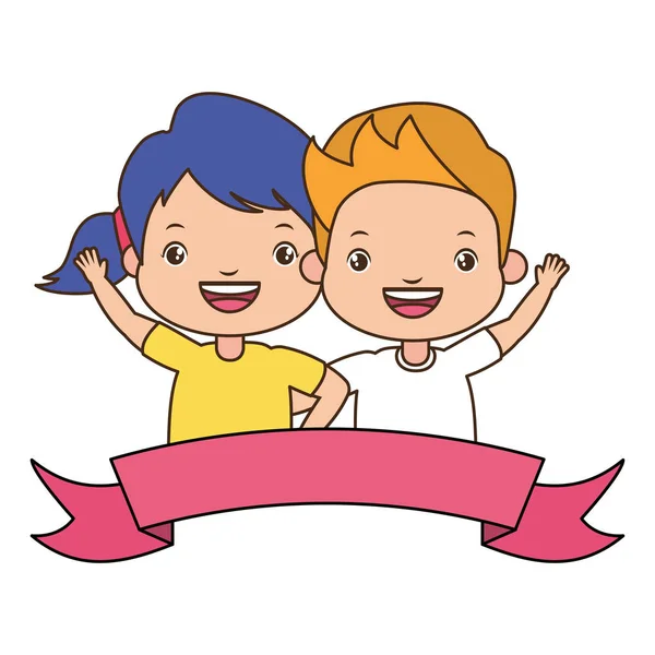 Happy boy and girl — Stock Vector