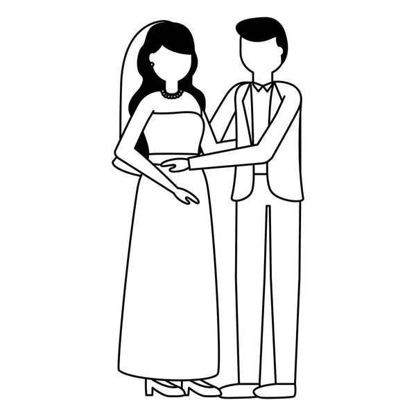 Plochý design svatba lidé ženich a nevěsta — Stockový vektor
