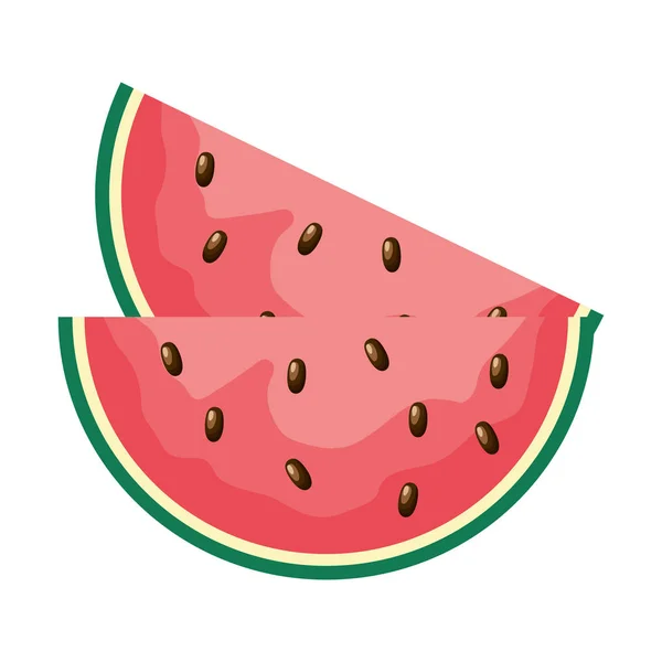 Rebanada de fruta sandía sobre fondo blanco — Vector de stock