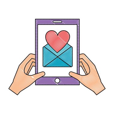 akıllı telefon mesajı ile eller romantik aşk