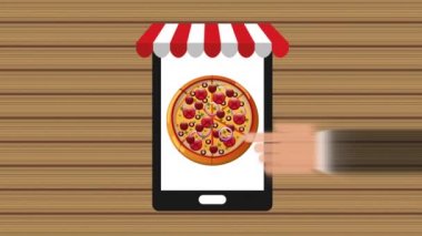 tablet ile teslimat gıda e-ticaret teknolojisini kullanarak eller