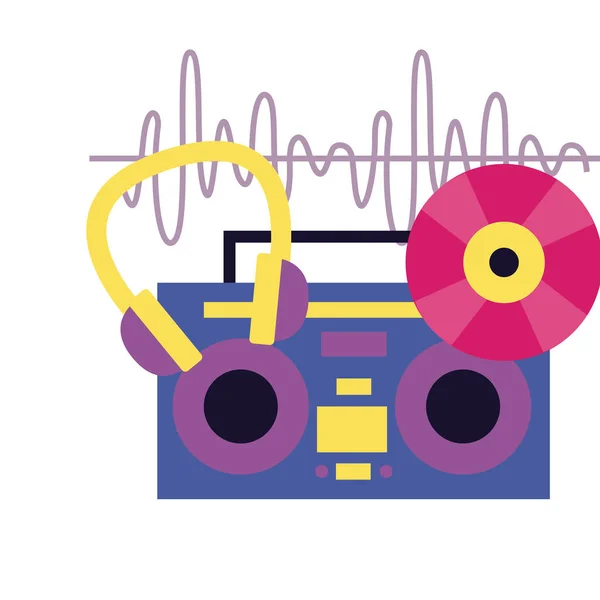 Boombox Stereo-Kopfhörer notiert Musikfestival — Stockvektor