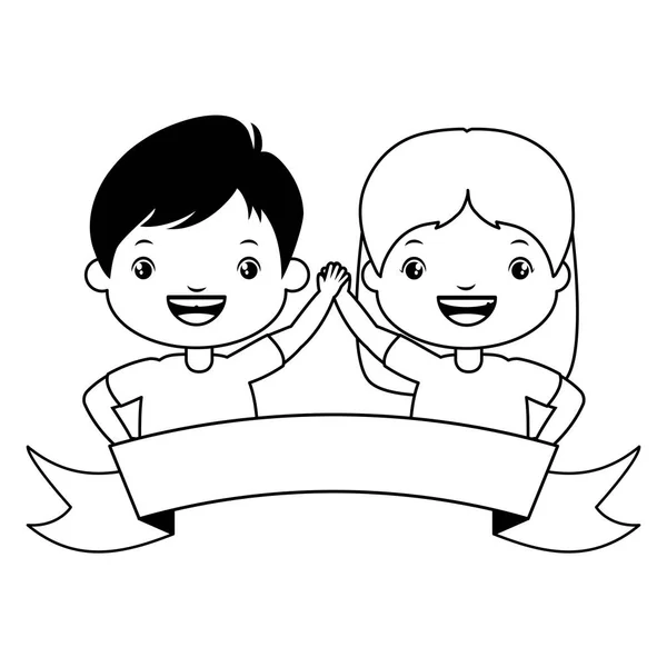 Feliz chico y chica — Vector de stock