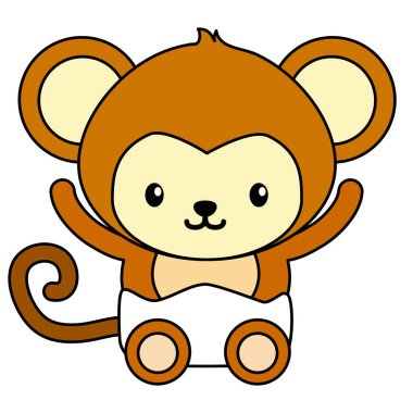 sevimli küçük maymun bebek karakter