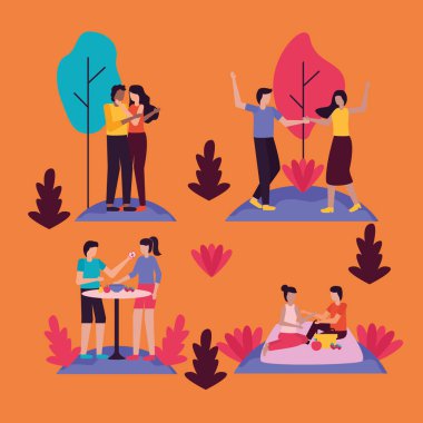 Açık havada çift romantik etkinlikler düz