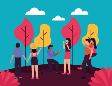 Açık havada çift romantik etkinlikler düz