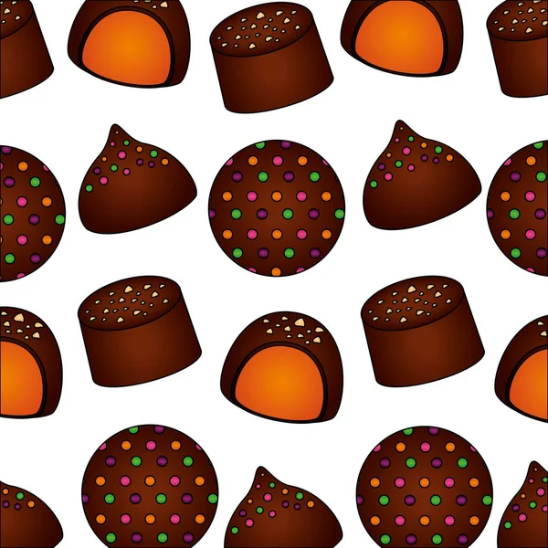 Sötsaker kakor av choklad mönster — Stock vektor