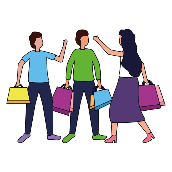 Mensen met shopping bags commerce — Stockvector