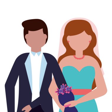 düz tasarım düğün insanlar damat ve gelin