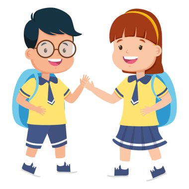 sırt çantası ile okula geri öğrenciler