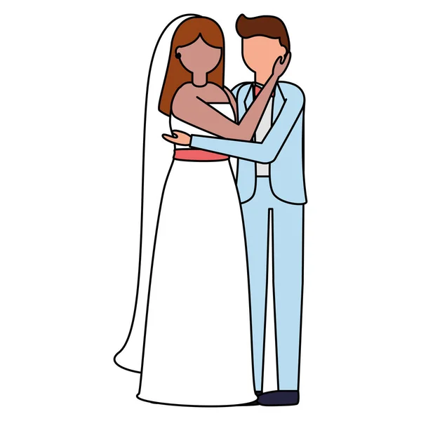 Plat ontwerp bruiloft mensen bruidegom en bruid — Stockvector