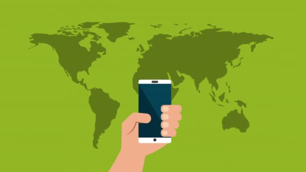 Hand mit Smartphone und Social-Media-Technologie — Stockvideo