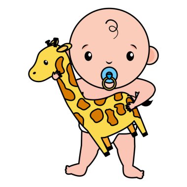 zürafa oyuncak ile sevimli küçük bebek çocuk
