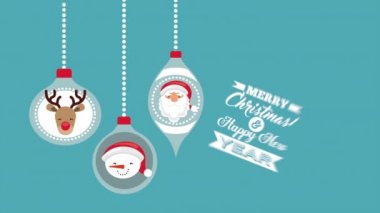 topları grup karakterleri ile neşeli noel animasyon