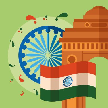 mutlu bağımsızlık gün hindistan düz tasarım