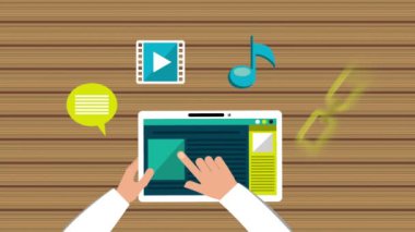 sosyal medya teknolojisi ile tablet kullanarak eller