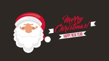 noel baba kafası ile mutlu noel animasyon